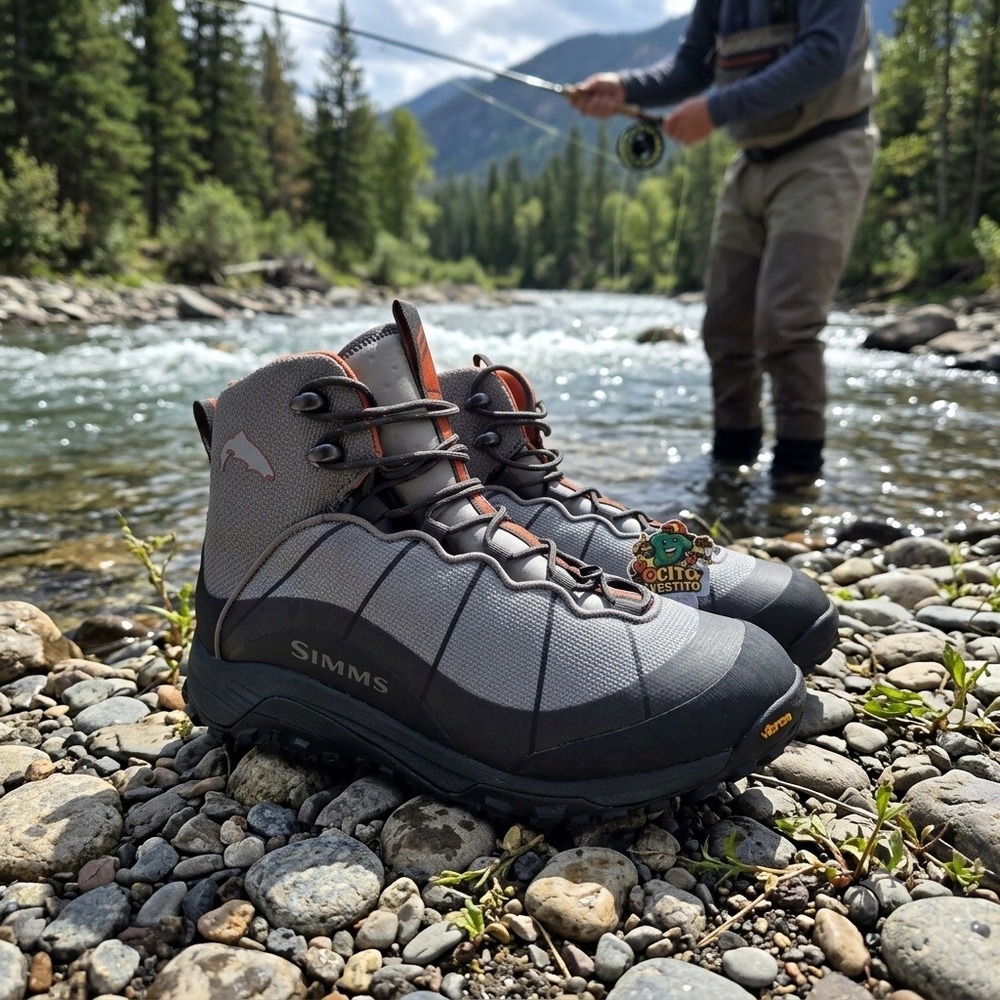 Simms Flyweight Wading Boots Steel Grey Vibram Sole Men 10 42109-00